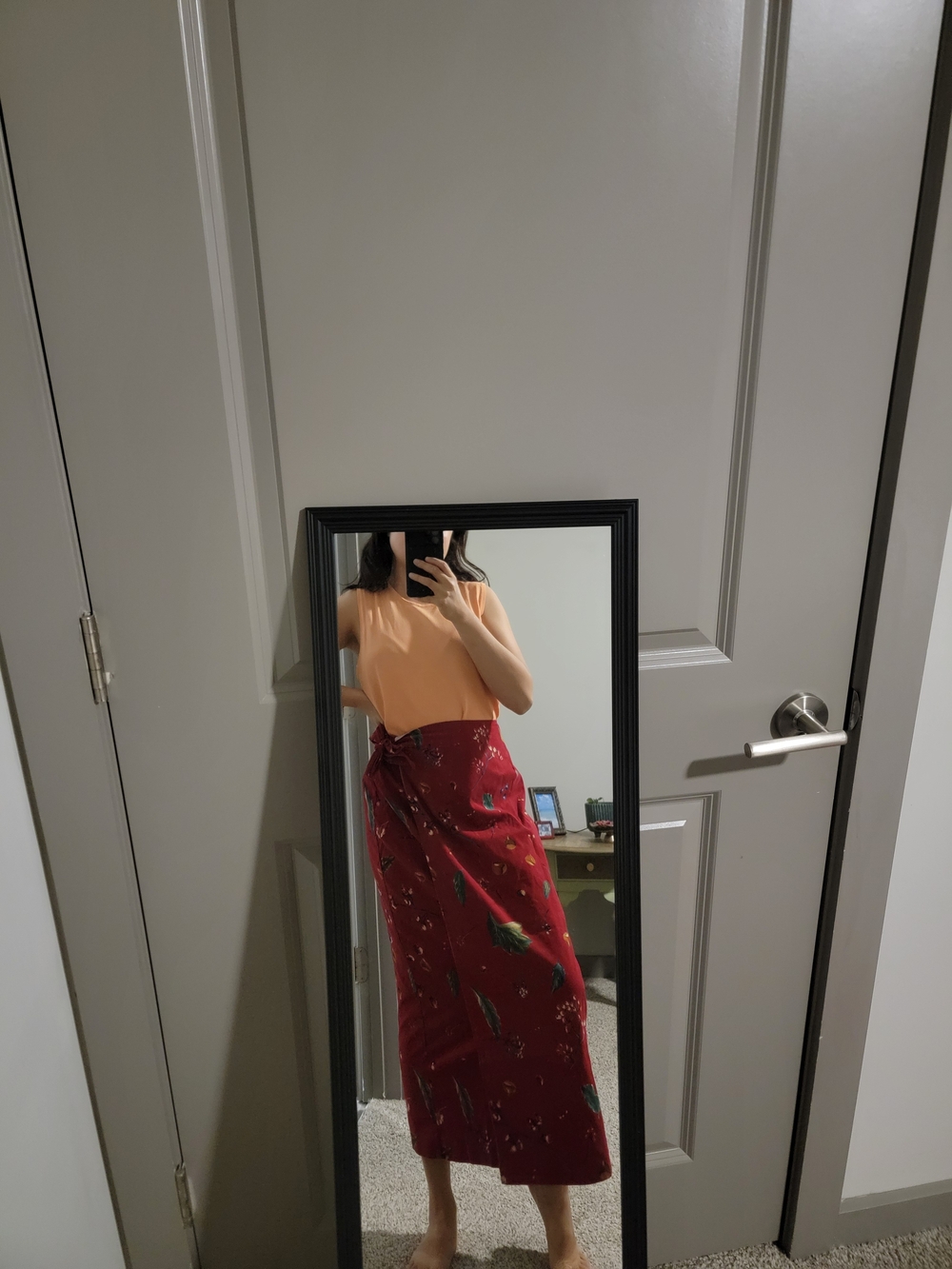 Red Floral Maxi Skirt